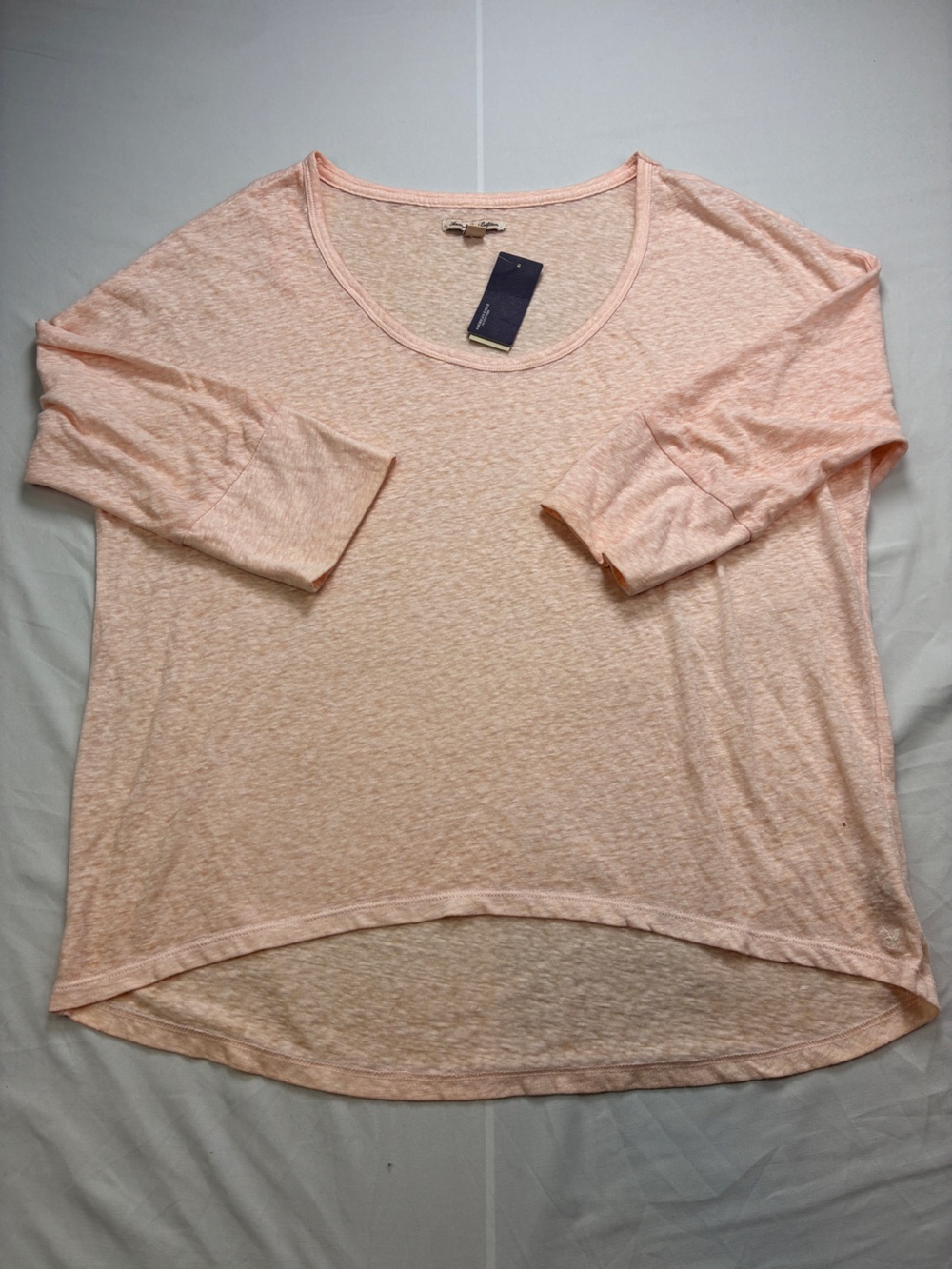 American Eagle Outfitters Lightweight Peach Long Sleeve Hi Low Top